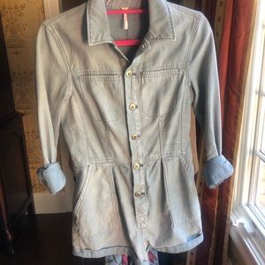 Free people jean quarter sleeve romper